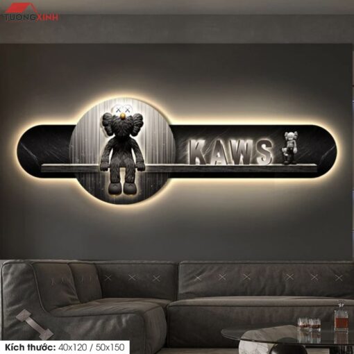 Tranh tráng gương đèn LED, Gấu Bearbrick KAWS LD106