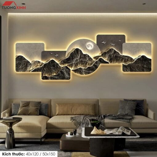 Tranh tráng gương đèn LED, Phong Cảnh Nghệ Thuật LD84