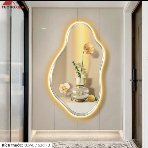 Tranh tráng gương đèn LED, Hoa Lá trang trí nghệ thuật LD164