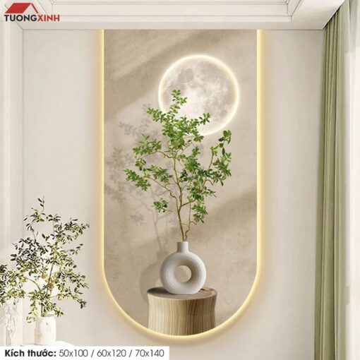 Tranh tráng gương đèn LED, Bình Hoa trang trí sang trọng LD181