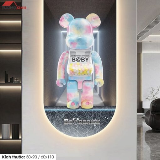 Tranh tráng gương đèn LED, Gấu Bearbrick LD169