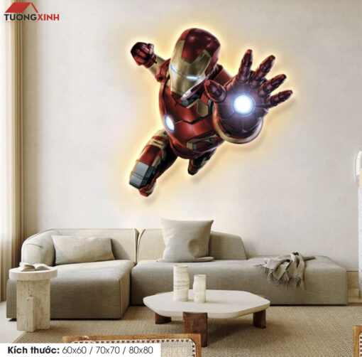 Tranh tráng gương đèn LED, Người Sắt Iron Man LD143