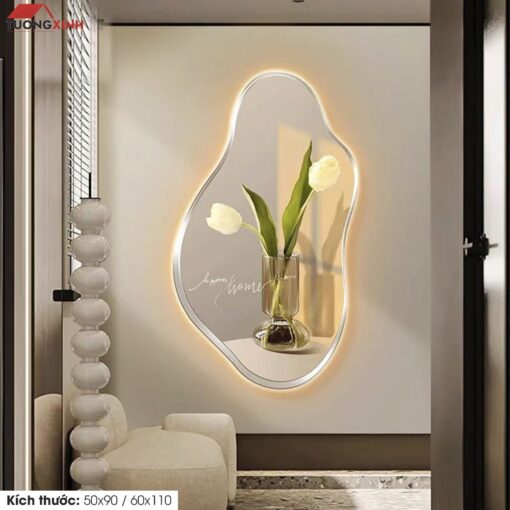 Tranh tráng gương đèn LED, Hoa Lá trang trí nghệ thuật LD171