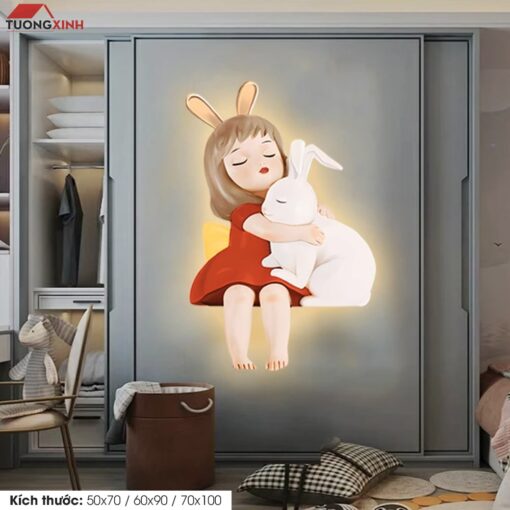 Tranh tráng gương đèn LED, Cô Gái Nghệ Thuật LD162