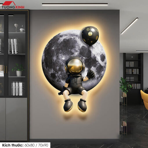Tranh tráng gương đèn LED, Phi Hành Gia 3D LD176