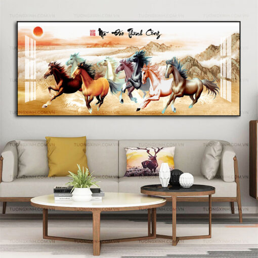 Tranh mã đáo thành công trang trí phòng khách TG2550