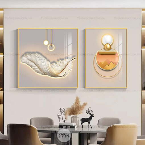 Tranh lông vũ nghệ thuật trang trí phòng ăn TG2127