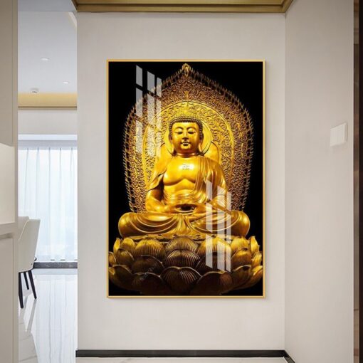 Tranh tráng gương đức phật trên tòa sen TG3044