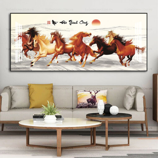 Tranh mã đáo thành công trang trí phòng khách TG2553