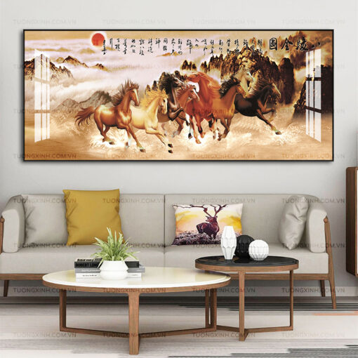 Tranh mã đáo thành công trang trí phòng khách TG2554