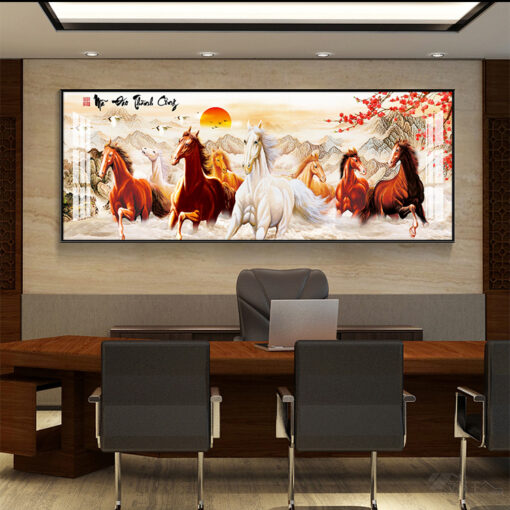 Tranh mã đáo thành công trang trí phòng khách TG2581