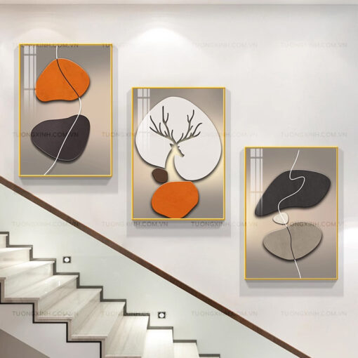 Tranh hươu trừu tượng trang trí cầu thang TG1860