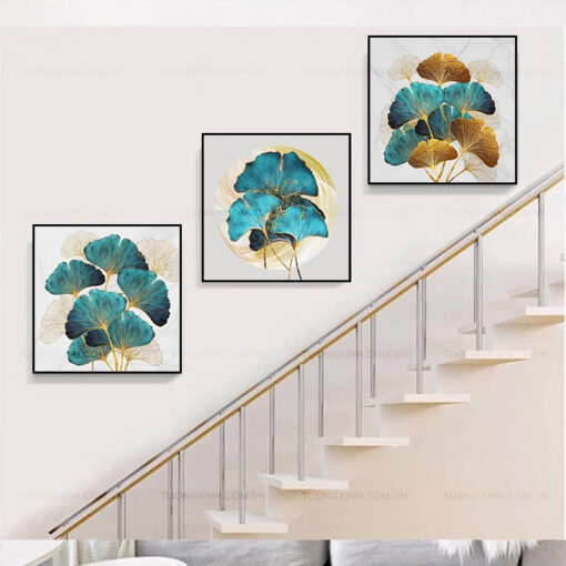 Tranh lá cây trang trí cầu thang TG1861