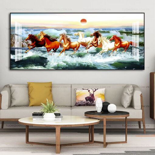 Tranh mã đáo thành công trang trí phòng khách TG2548