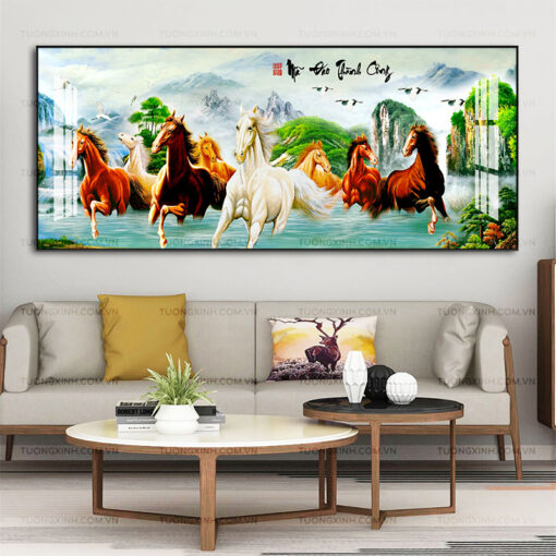 Tranh mã đáo thành công trang trí phòng khách TG2556