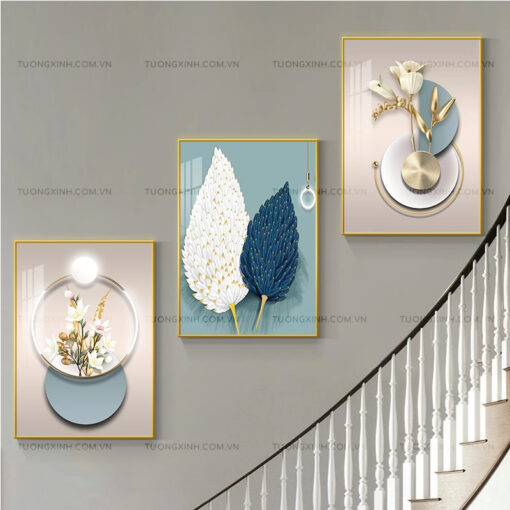 Tranh hoa lá nghệ thuật trang trí cầu thang TG1864