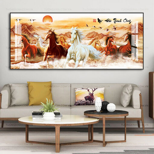 Tranh mã đáo thành công trang trí phòng khách TG2558