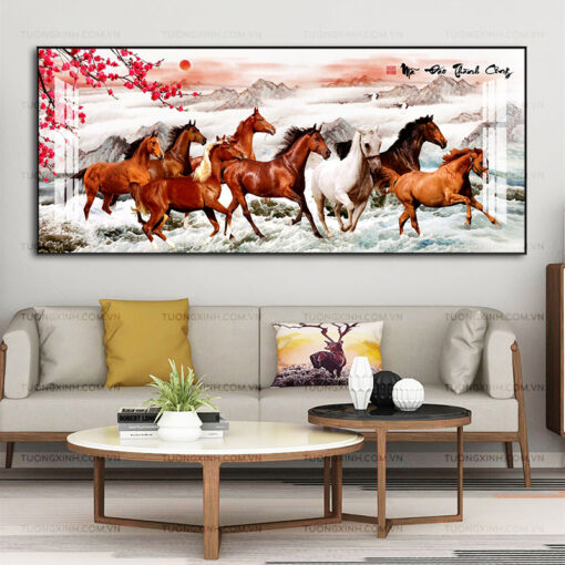 Tranh mã đáo thành công trang trí phòng khách TG2559