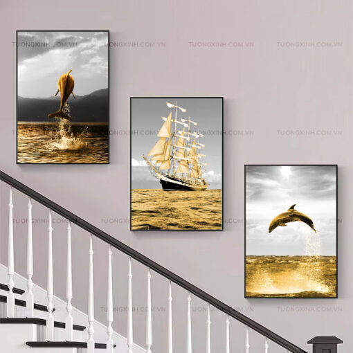 Tranh thuận buồm xuôi gió trang trí cầu thang TG1847