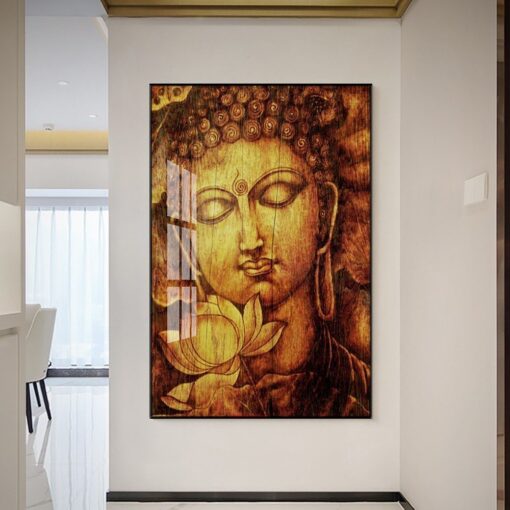 Tranh tráng gương phật di lặc và bông sen TG3033