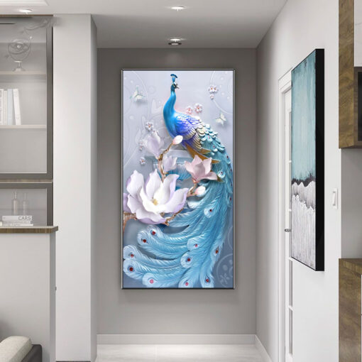 Tranh tráng gương chim công nghệ thuật TG1638