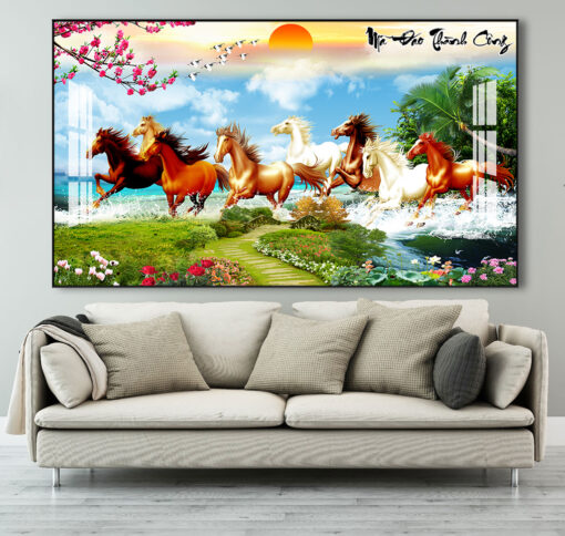 Tranh mã đáo thành công trang trí phòng khách TG2570