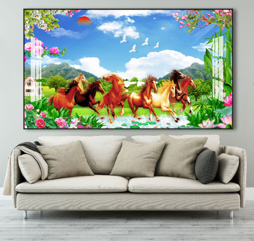 Tranh mã đáo thành công trang trí phòng khách TG2571