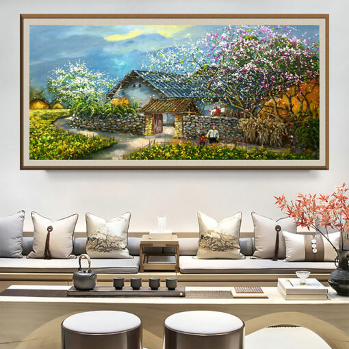 Tranh sơn dầu phong cảnh làng quê Việt Nam SD508