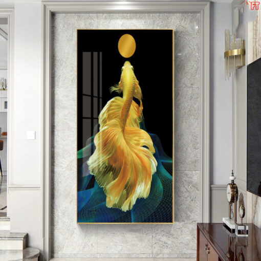 Tranh tráng gương cá rồng nghệ thuật TG1643