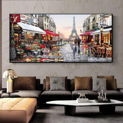 Tranh sơn dầu phong cảnh đường phố nước Pháp SD512