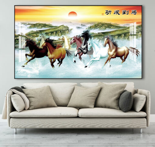 Tranh mã đáo thành công trang trí phòng khách TG2573