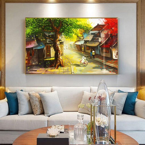 Tranh sơn dầu phong cảnh làng quê Việt Nam SD530