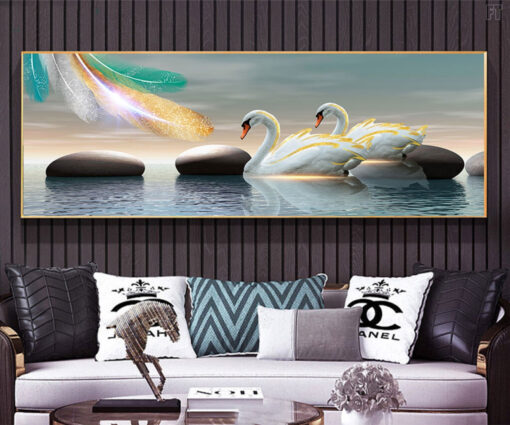 Tranh tráng gương thiên nga nghệ thuật TG1644