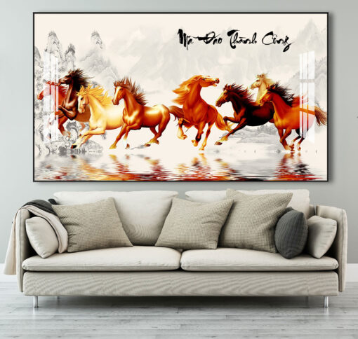 Tranh mã đáo thành công trang trí phòng khách TG2574