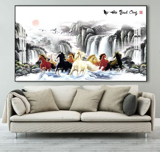 Tranh mã đáo thành công trang trí phòng khách TG2567