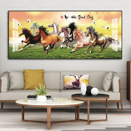 Tranh mã đáo thành công trang trí phòng khách TG2565
