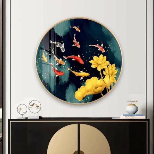 Tranh tráng gương cửu ngư quần hội nghệ thuật TG1651