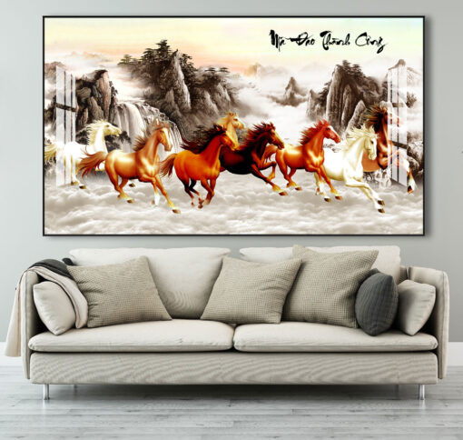 Tranh mã đáo thành công trang trí phòng khách TG2576