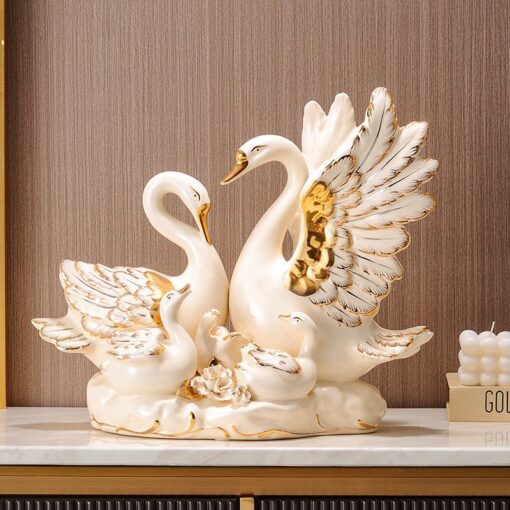 Tượng đôi thiên nga tráng men cao cấp GS23