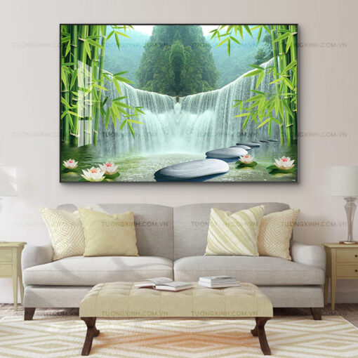 Tranh tráng gương sơn thủy hữu tình trang trí phòng khách TG2805
