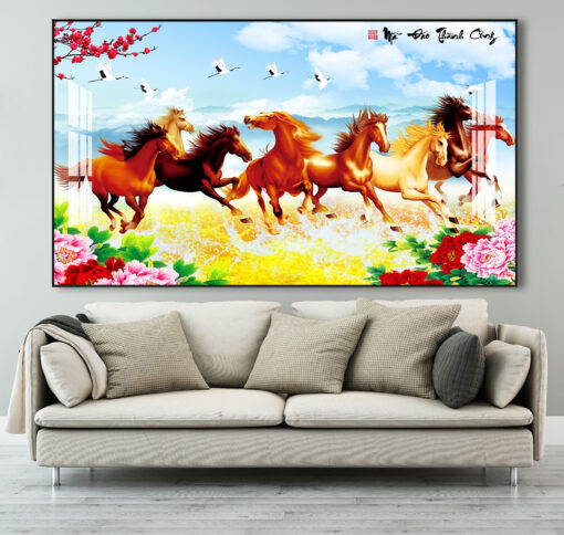 Tranh mã đáo thành công trang trí phòng khách TG2568