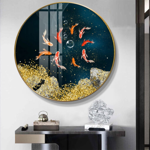 Tranh tráng gương cửu ngư quần hội nghệ thuật TG1656