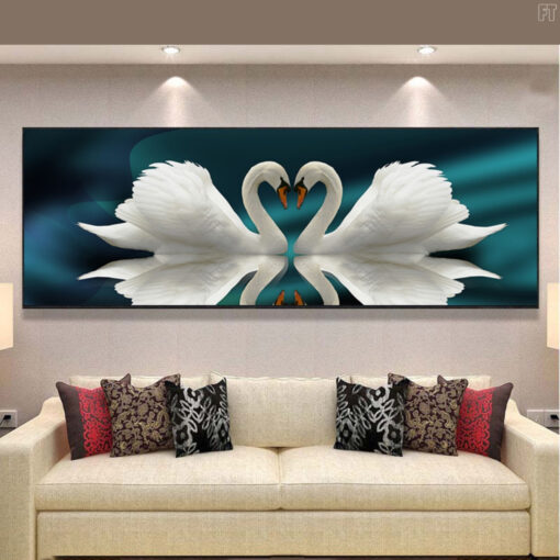 Tranh tráng gương đôi thiên nga nghệ thuật TG1659