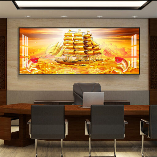 Tranh thuận buồm xuôi gió trang trí phòng khách TG2622