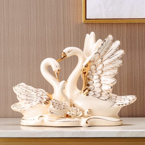 Tượng đôi thiên nga tráng men cao cấp GS19