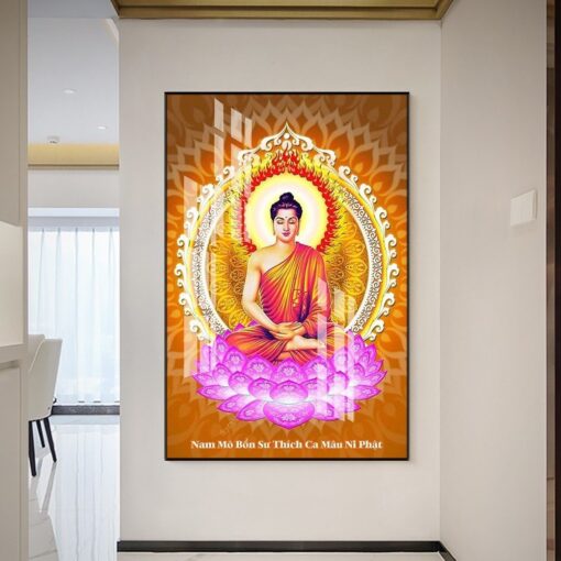 Tranh tráng gương đức phật trên tòa sen TG3037