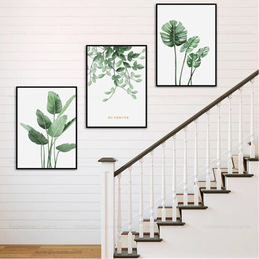 Tranh lá cây trang trí cầu thang TG1850