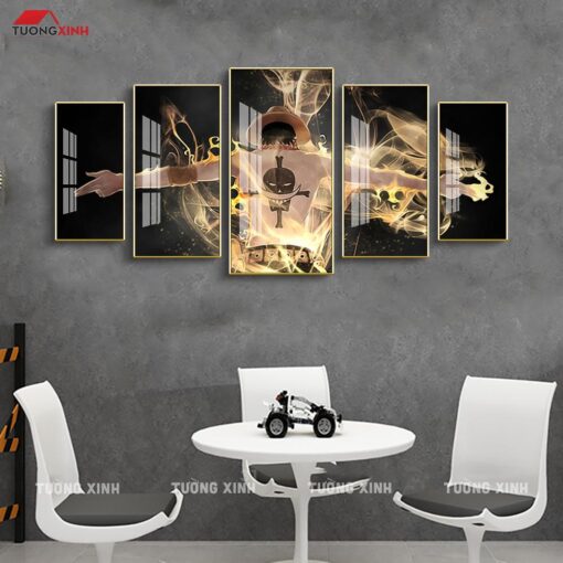 Tranh tráng gương 5 tấm one piece OP05