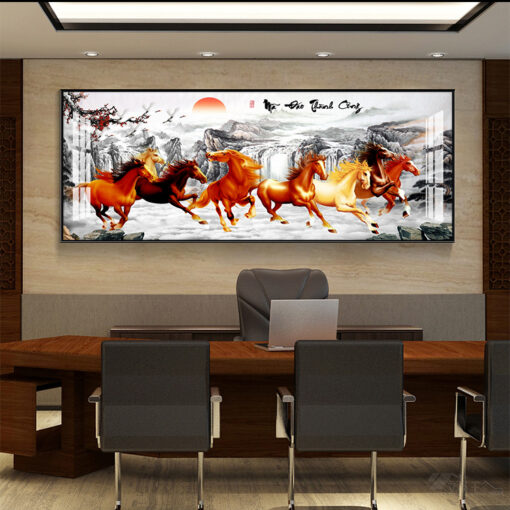 Tranh mã đáo thành công trang trí phòng khách TG2579