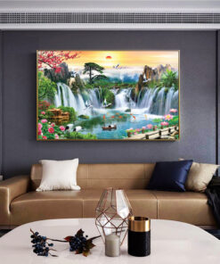 Tranh tráng gương sơn thủy hữu tình trang trí phòng khách TG2854